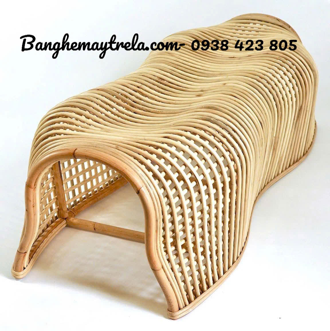 Băng ghế mây uốn caro